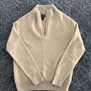 Crew Cuts Kids Beige Cashmere Zip-Up Sweater